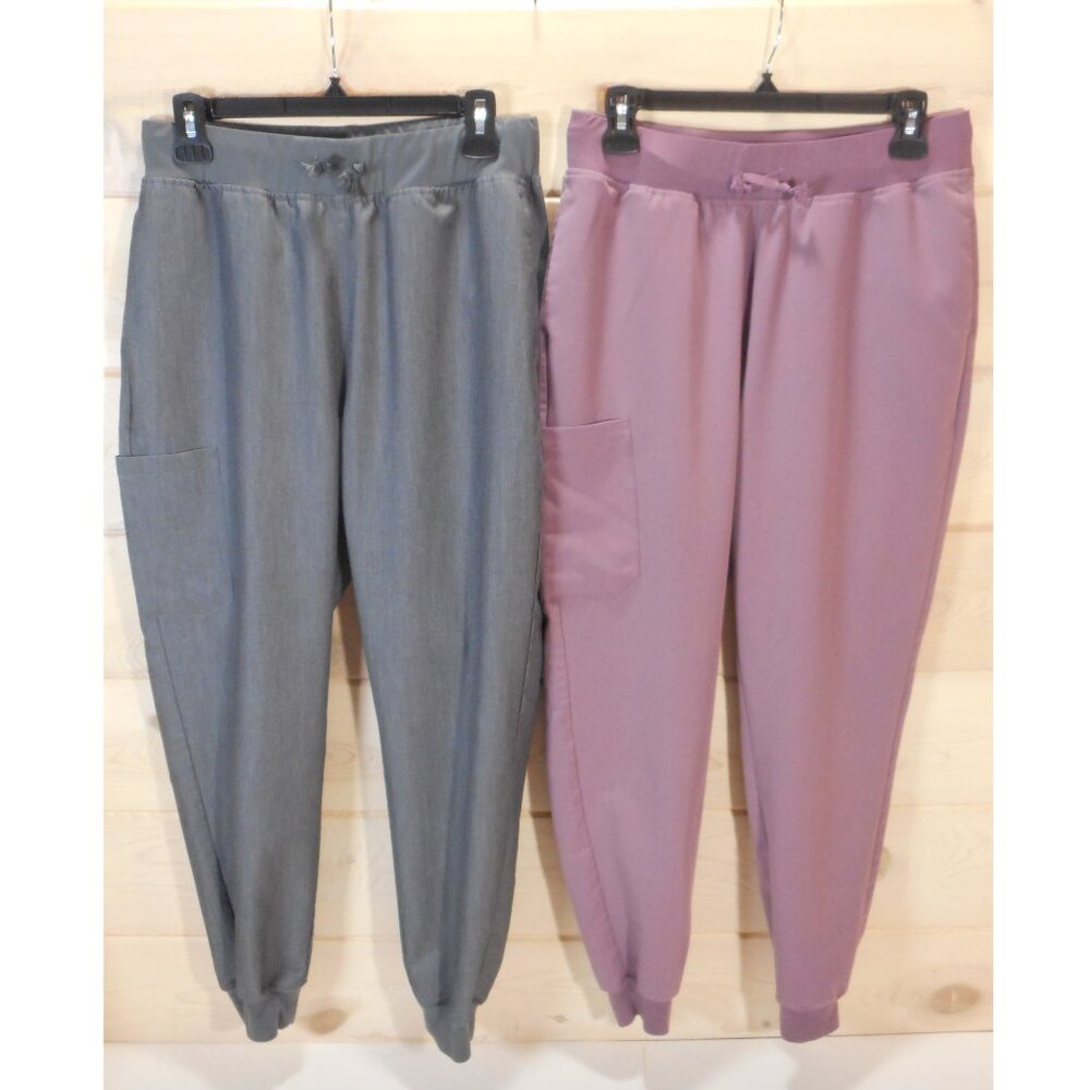Mandala Women’s Jogger Scrubs - Mauve and Heather Gray - Picture 2 of 13